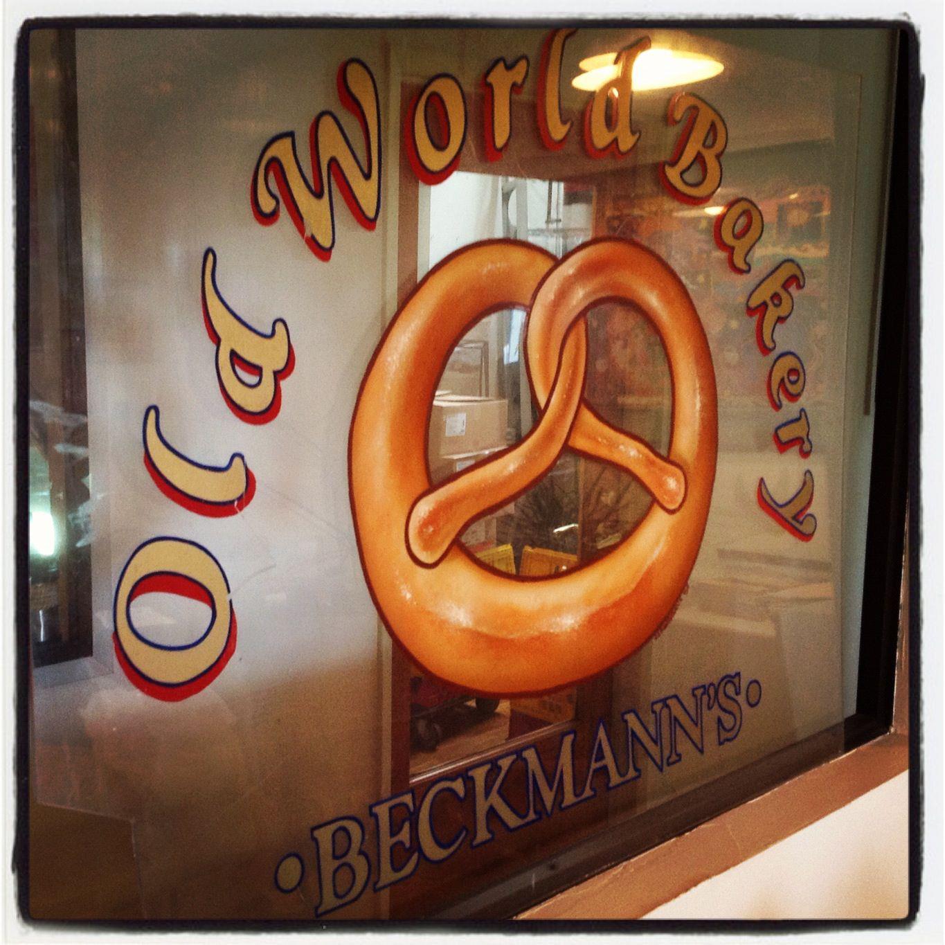 bakery window with a pretzel